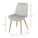 Outlet - Bella grey velvet dining chairs with gold legs - set of 2 - Image 5