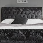 Outlet - Black Crushed Velvet Sleigh Bed Frame King Size - Image 5
