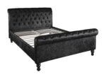 Outlet - Black Crushed Velvet Sleigh Bed Frame King Size - Image 8