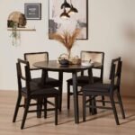 Outlet - Charlie Black Round Dining Table - With Drop Leaf