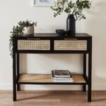 Outlet - Charlie Console Table Cane Drawers - Black