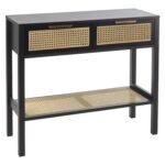 Outlet - Charlie Console Table Cane Drawers - Black - Image 7