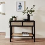 Outlet - Charlie Console Table Cane Drawers - Black - Image 3