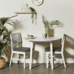 Outlet - Charlie White Round dining table - with drop leaf