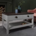 Outlet -  Chatsworth Wooden Coffee Table - Storage Drawers - Grey - Image 3