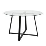 Outlet - Clara Glass Round Dining Table - Black Frame