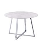 Outlet - Clara Marble effect round dining table - with chrome frame