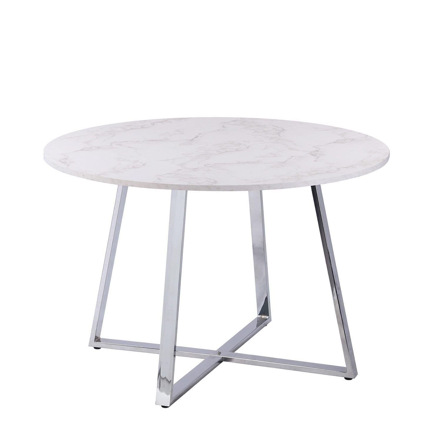 outlet-clara-glass-round-dining-table-with-chrome-frame-laura-james-1 Outlet - Clara Marble effect round dining table - with chrome frame