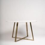 Outlet - Clara marble effect round dining table - with gold frame