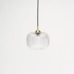 Outlet - Clear Fluted Glass & Gold Pendant Light