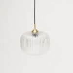 Outlet - Clear Fluted Glass & Gold Pendant Light - Image 3