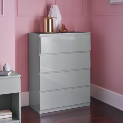 Outlet - Clemmie chest of drawers - 2 over 3 - high gloss - grey