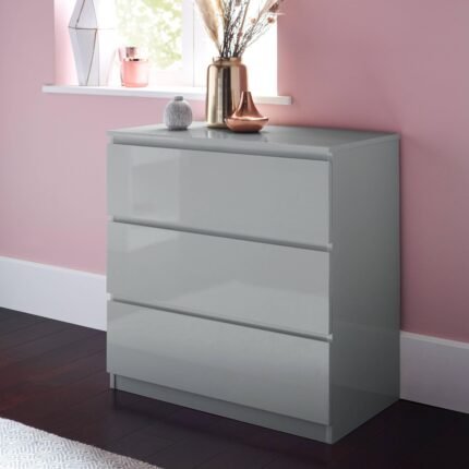 Outlet - Clemmie chest of drawers - high gloss - grey