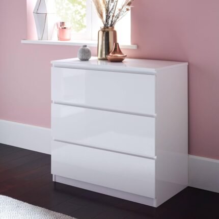 Outlet – Clemmie chest of drawers - high gloss - white