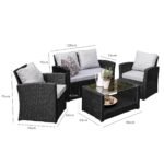 Outlet - Cote Garden Sofa Set - 4 Seater - Black Rattan - Image 6