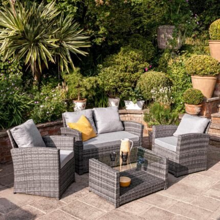 Outlet - Cote Garden Sofa Set - 4 Seater - Grey Rattan