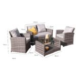 Outlet - Cote Garden Sofa Set - 4 Seater - Grey Rattan - Image 6