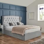 Outlet - Daisy Double Ottoman Bed - Grey Velvet