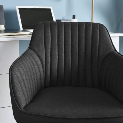 Outlet – Darcy swivel chair - fabric - black and chrome