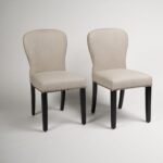 Outlet - Edward Dining Chairs - Set of 2 - Faux Leather Stone & Black Wood