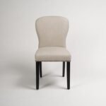 Outlet - Edward Dining Chairs - Set of 2 - Faux Leather Stone & Black Wood - Image 3