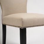 Outlet - Edward Dining Chairs - Set of 2 - Faux Leather Stone & Black Wood - Image 5