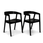 Priya Whitewash Dining Table Set  - 6 Seater - Ella Wooden Chairs - Black Legs - Image 3