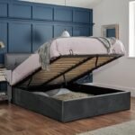 Outlet - Elle Double Ottoman Bed - Grey Velvet - Image 2