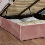 Outlet - Elle King Size Ottoman Bed - Pink Velvet - Image 4