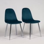 Outlet - Ellis Dining Chairs - Set of 2 - Teal & Chrome - Image 2
