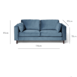 Outlet - Emily 3 Seater Sofa - Blue Velvet - Image 6