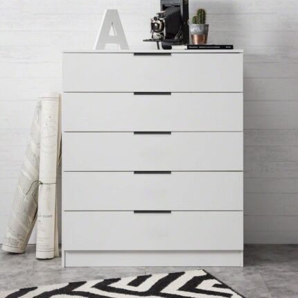 Outlet - Essie 5 Chest of Drawers - Pure White