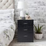 Outlet - Essie Black 3 Drawer Bedside Table
