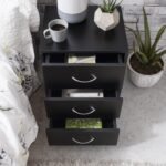 Outlet - Essie Black 3 Drawer Bedside Table - Image 2