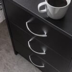 Outlet - Essie Black 3 Drawer Bedside Table - Image 4