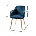 Outlet - Freya Armchairs - Set of 2 - Blue Velvet & Whitewash Oak - Image 4