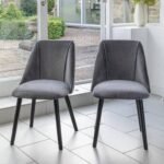 Outlet - Freya Dining Chairs - Set of 2 - Grey & Black Wood