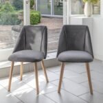 Outlet - Freya Dining Chairs - Set of 2 - Grey Velvet & Whitewash Oak