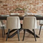 Amelia Black Extendable Dining Table Set - 6 Seater - Freya Sand Dining Chairs - Black Legs - Image 3
