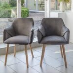 Outlet - Freya Dining Chairs With Arms - Set of 2 - Grey & Pale Oak