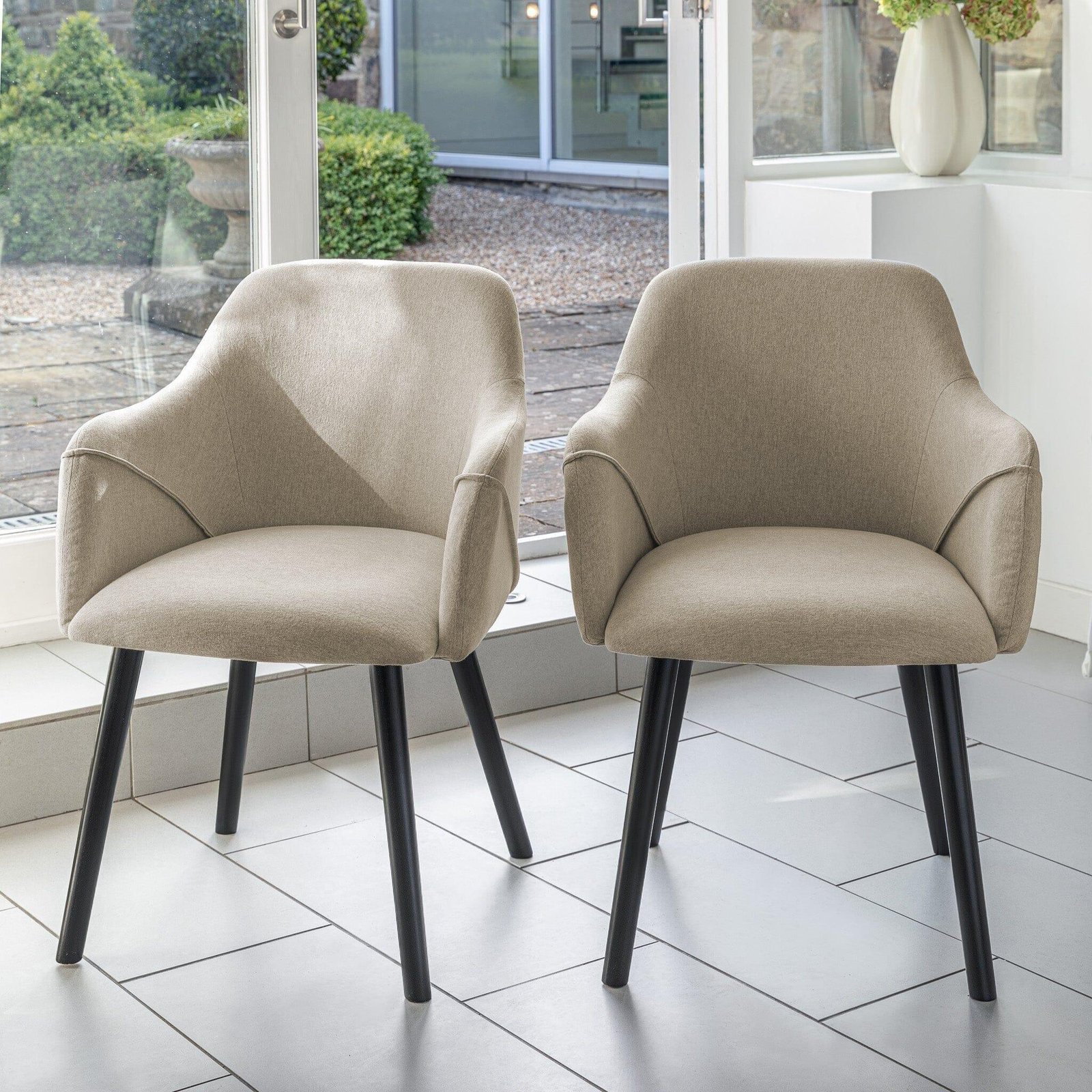 outlet-freya-dining-chairs-with-arms-set-of-2-oatmeal-and-black-wood-laura-james-1 Outlet - Freya Dining Chairs With Arms - Set of 2 - Oatmeal & Black Wood