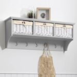 Outlet - Fyfield Coat Hooks with Shelf & Storage Baskets - Grey - Image 2
