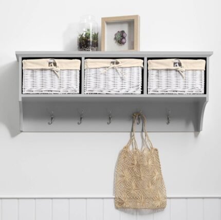 Outlet - Fyfield Coat Rack With Shelf & Storage Baskets - White