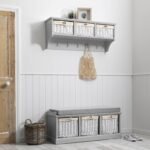 Outlet - Fyfield Coat Rack With Shelf & Storage Baskets - White - Image 3