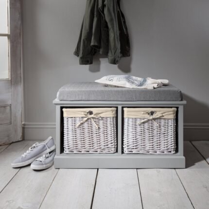 Outlet – Fyfield Grey Hallway Storage Bench