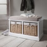 Outlet – Fyfield Hallway Shoe Storage Bench in White with cushion - Image 2