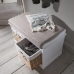 Outlet – Fyfield Hallway Shoe Storage Bench in White with cushion - Image 4