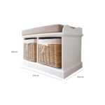 Outlet – Fyfield Hallway Shoe Storage Bench in White with cushion - Image 5