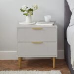 Outlet - Gloria Bedside Table - Grey And Brass Effect