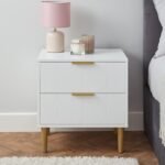 Outlet - Gloria bedside table - white and brass effect